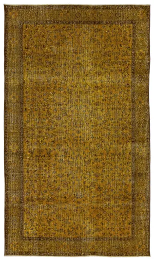 Retro Design Yellow Over Dyed Vintage Rug 5'6'' x 9'6'' ft 167 x 290 cm