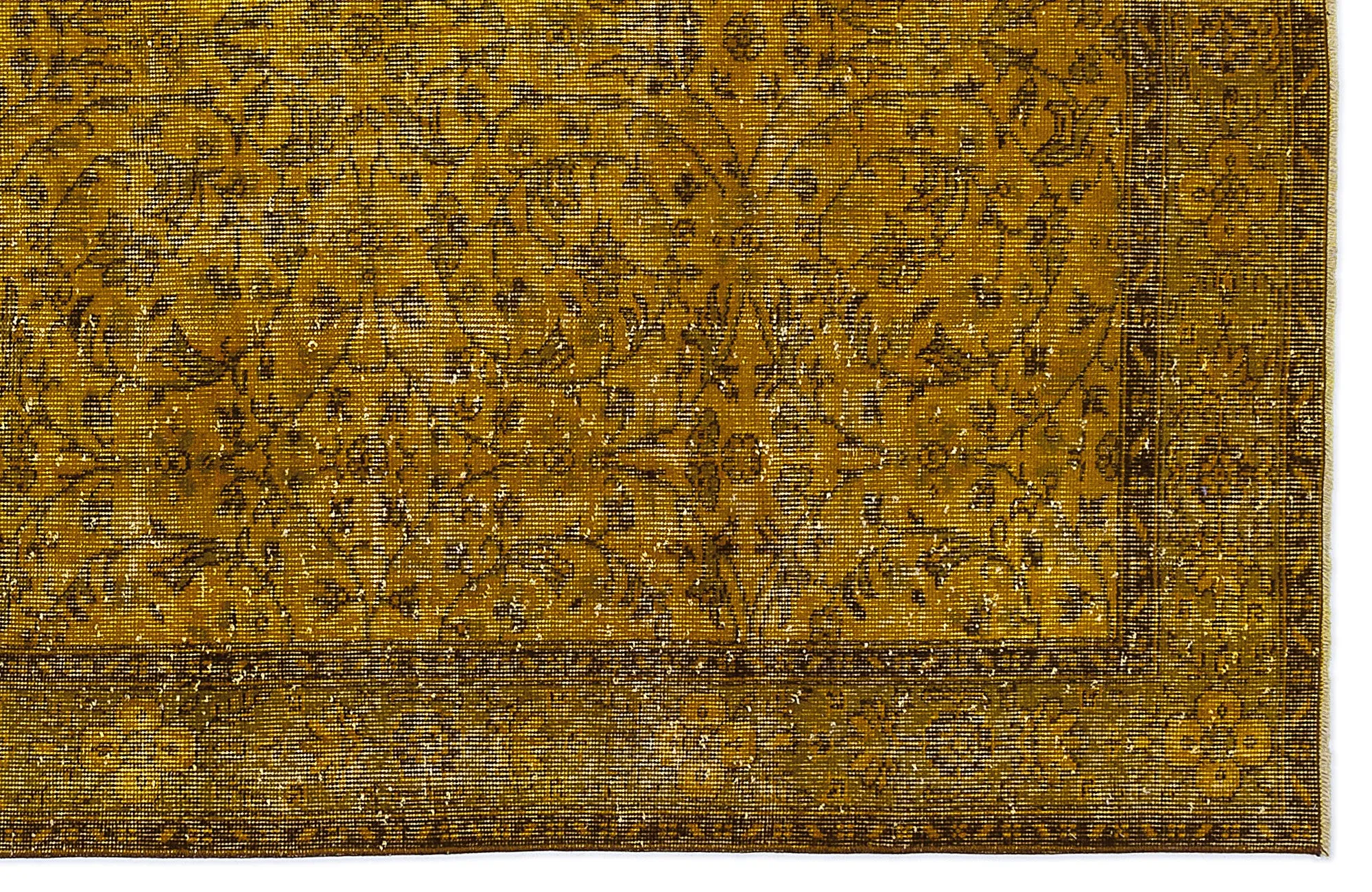 Retro Design Yellow Over Dyed Vintage Rug 5'6'' x 9'6'' ft 167 x 290 cm