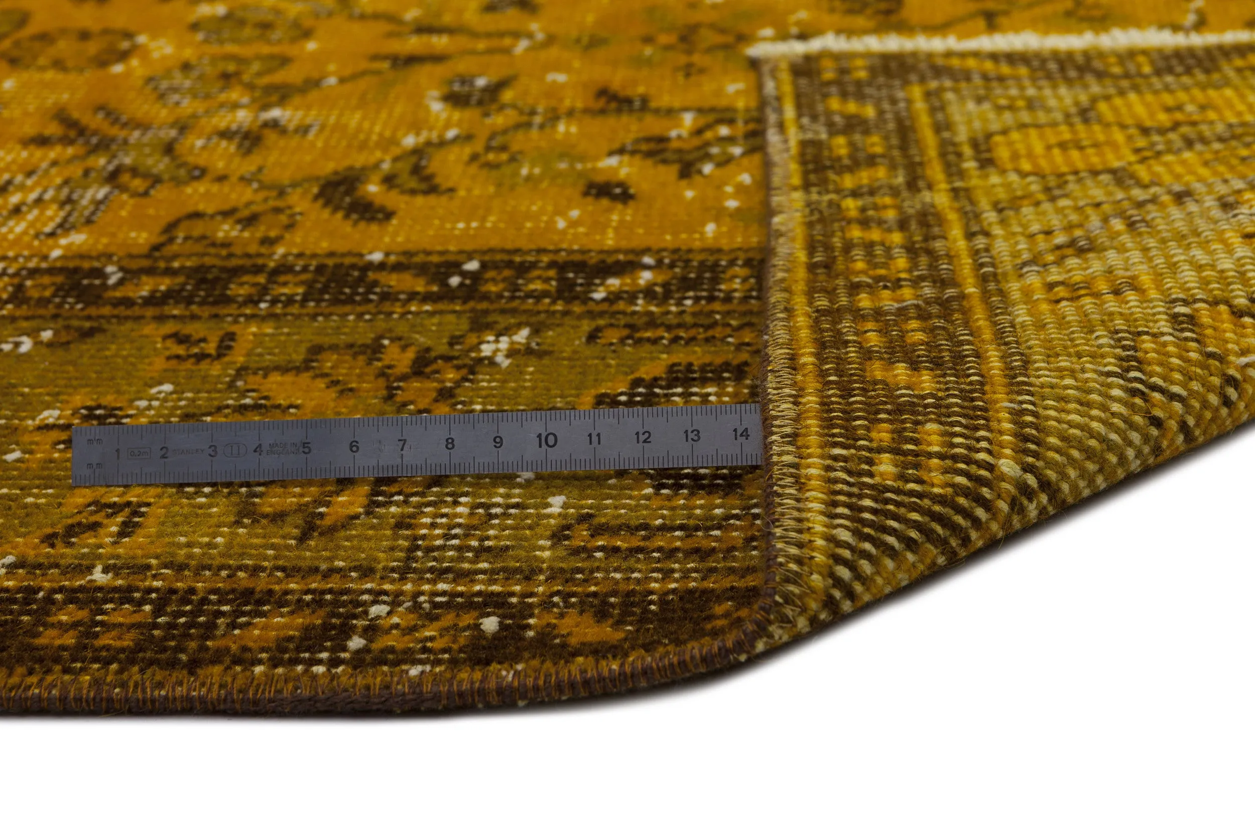 Retro Design Yellow Over Dyed Vintage Rug 5'6'' x 9'6'' ft 167 x 290 cm