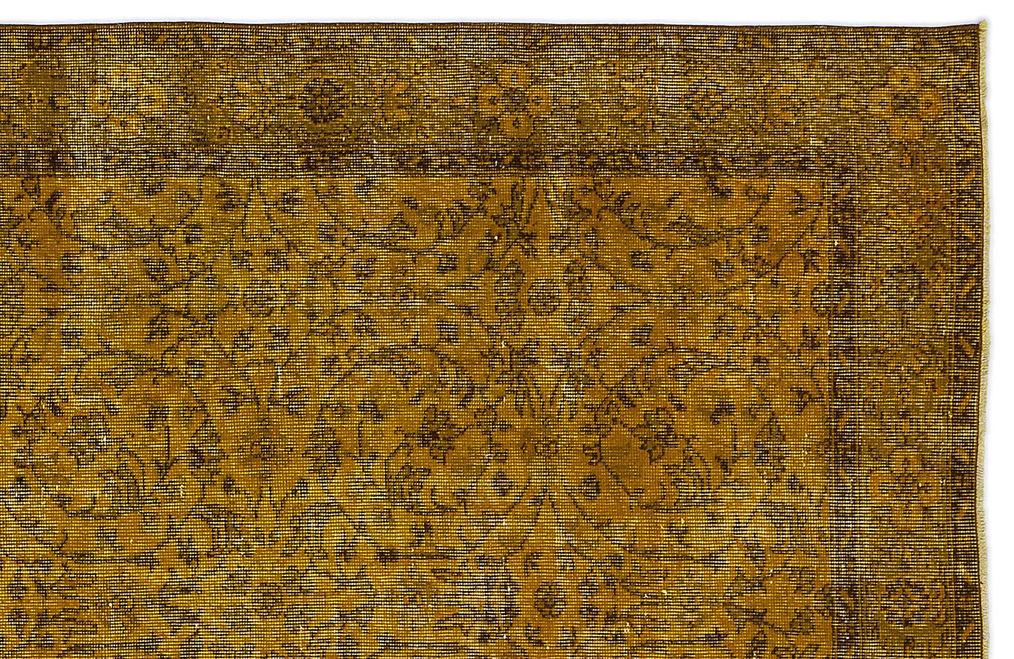 Retro Design Yellow Over Dyed Vintage Rug 5'6'' x 9'6'' ft 167 x 290 cm