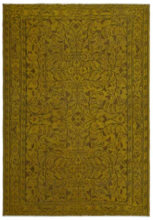 Retro Design Yellow Over Dyed Vintage Rug 6'0'' x 8'8'' ft 184 x 265 cm