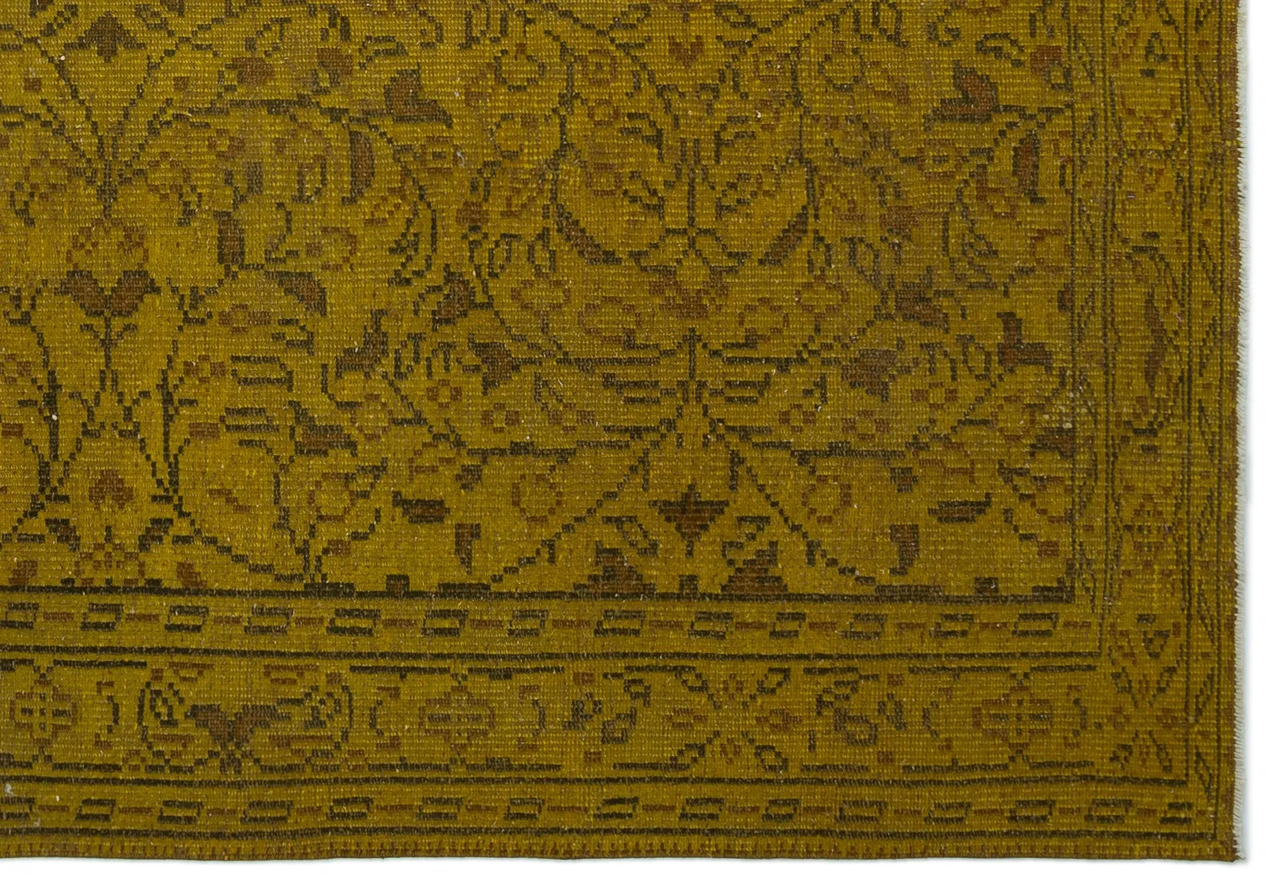 Retro Design Yellow Over Dyed Vintage Rug 6'0'' x 8'8'' ft 184 x 265 cm