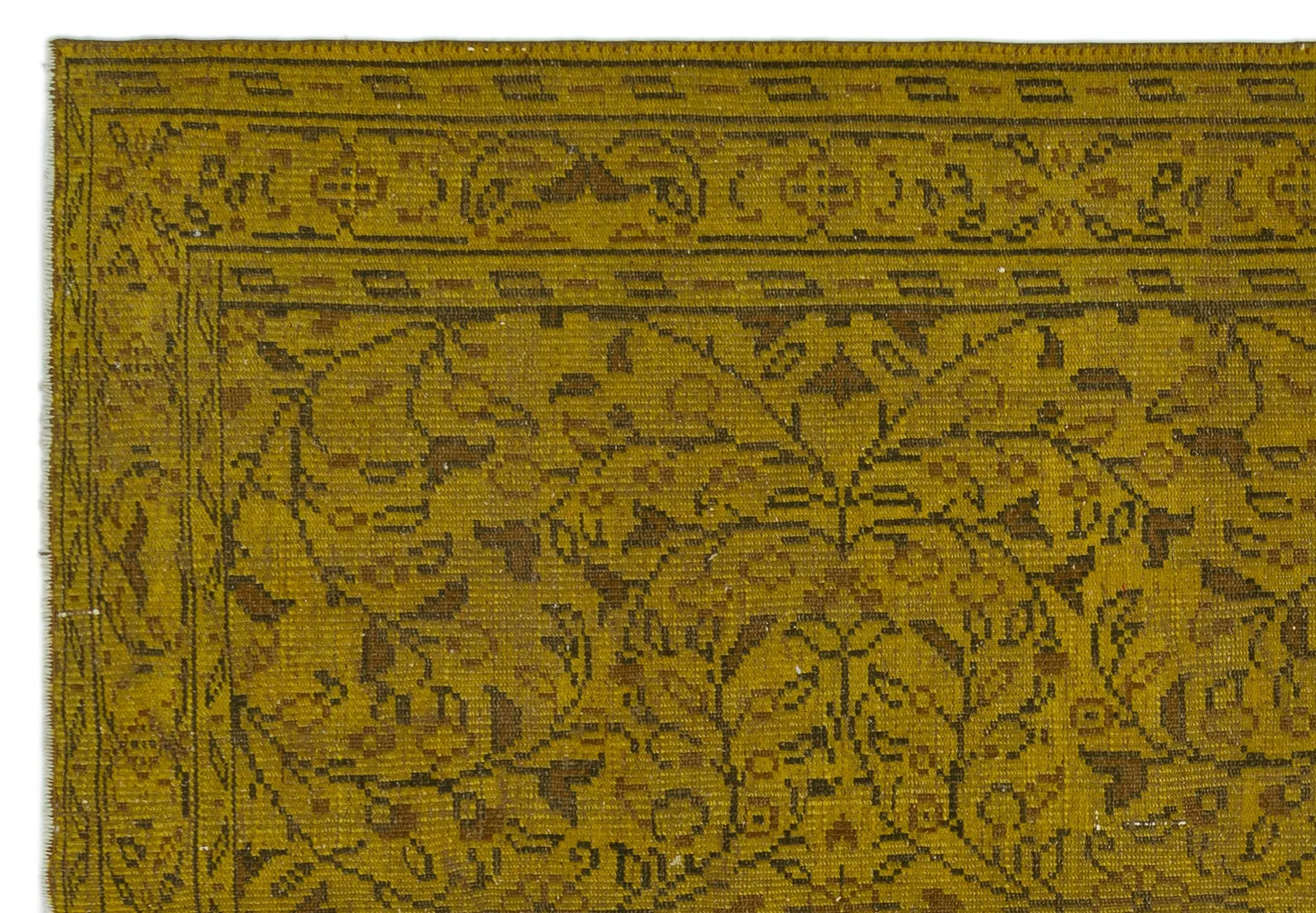 Retro Design Yellow Over Dyed Vintage Rug 6'0'' x 8'8'' ft 184 x 265 cm