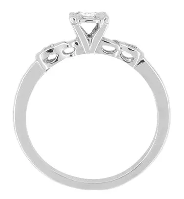 Retro Moderne Circle Illusion Petite Diamond Engagement Ring in 14K White Gold