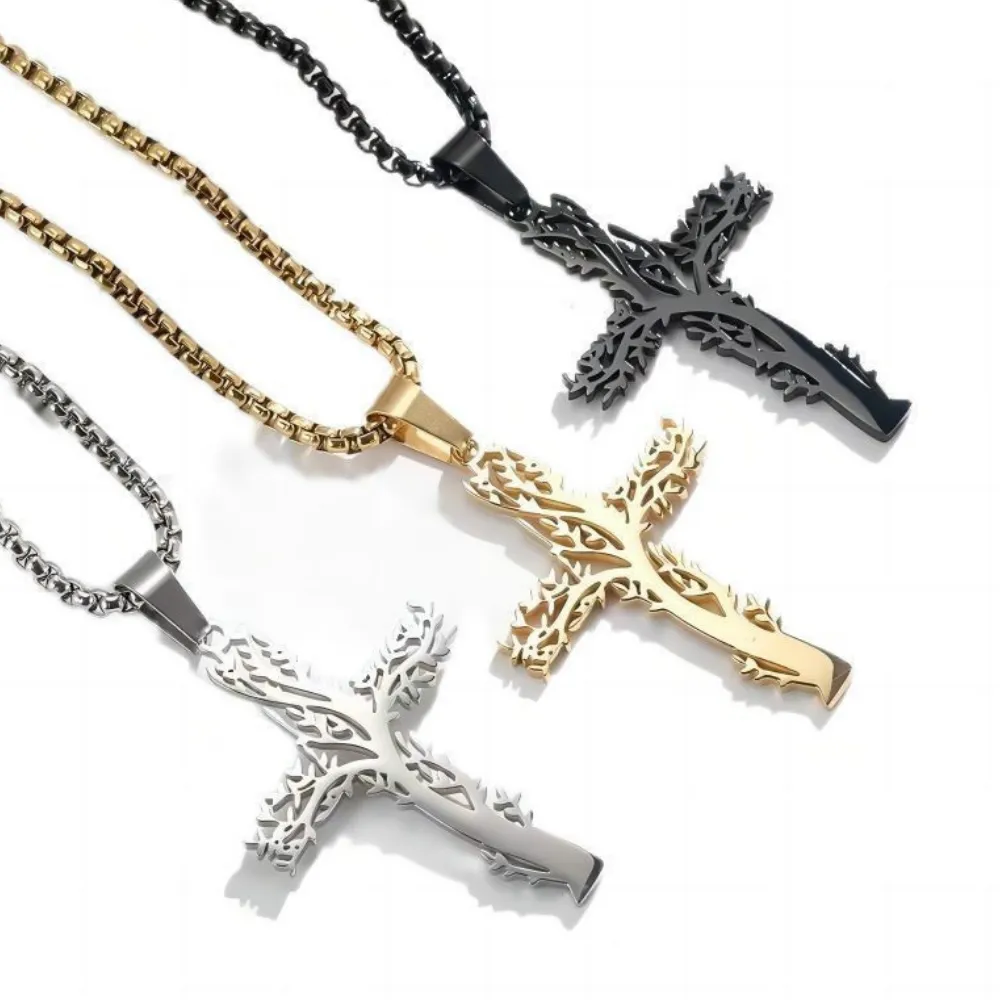 Retro Tree of Life Cross Necklace