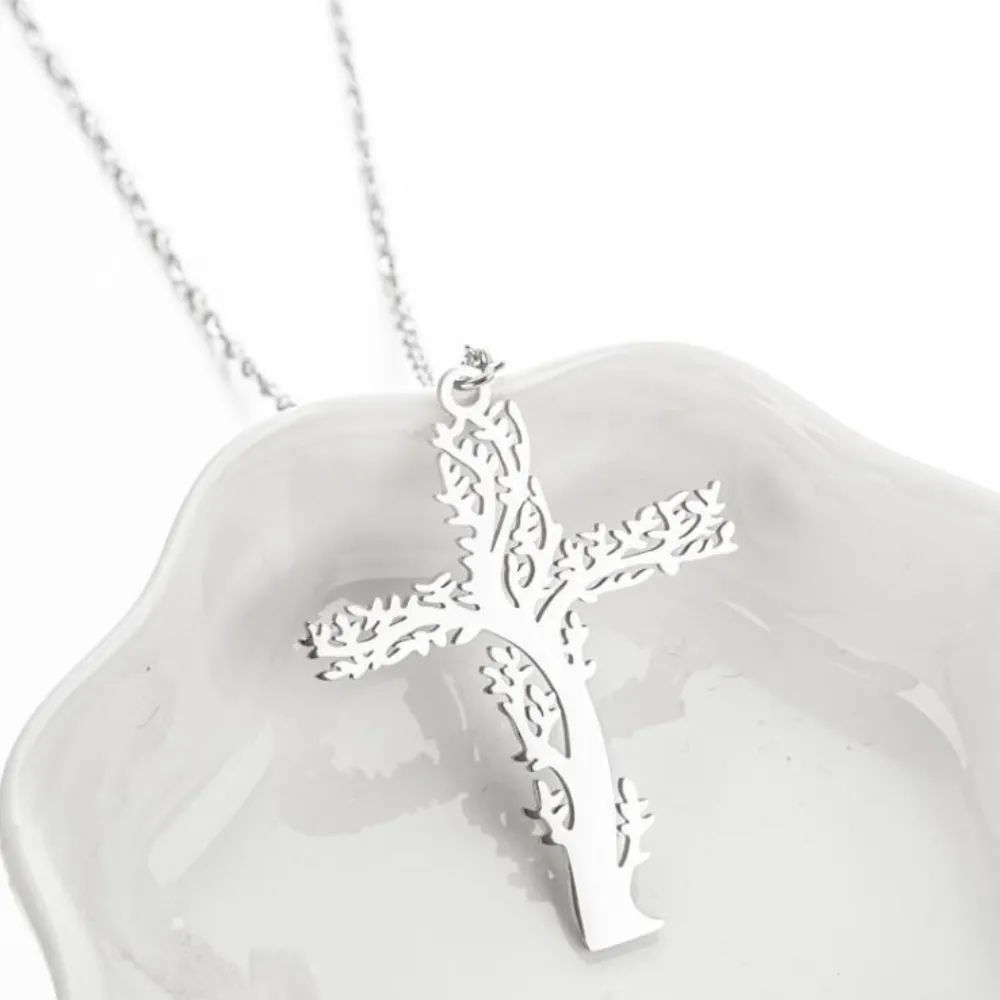 Retro Tree of Life Cross Necklace