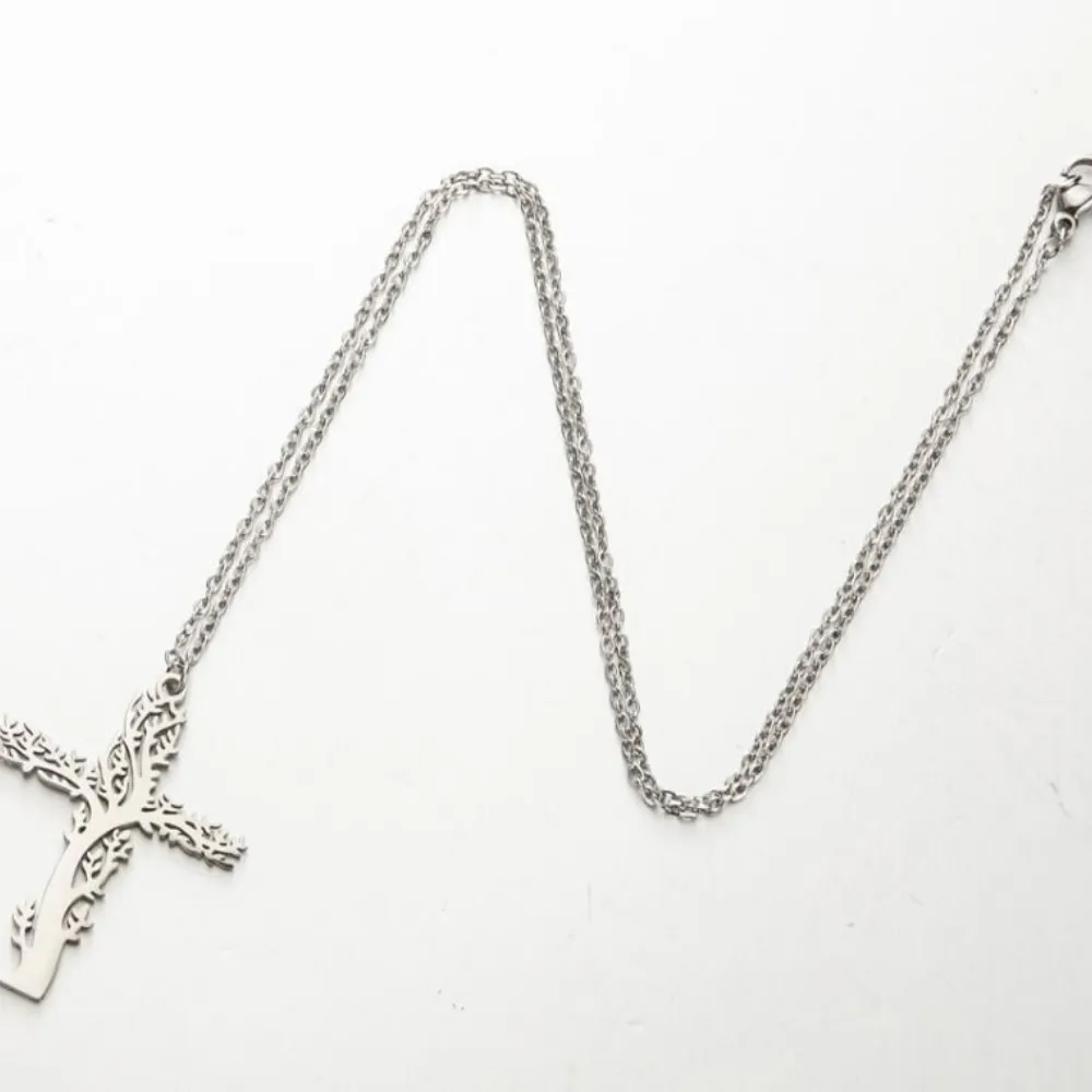 Retro Tree of Life Cross Necklace