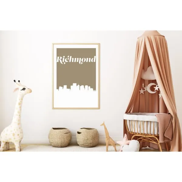 Richmond, Virginia retro inspired city skyline