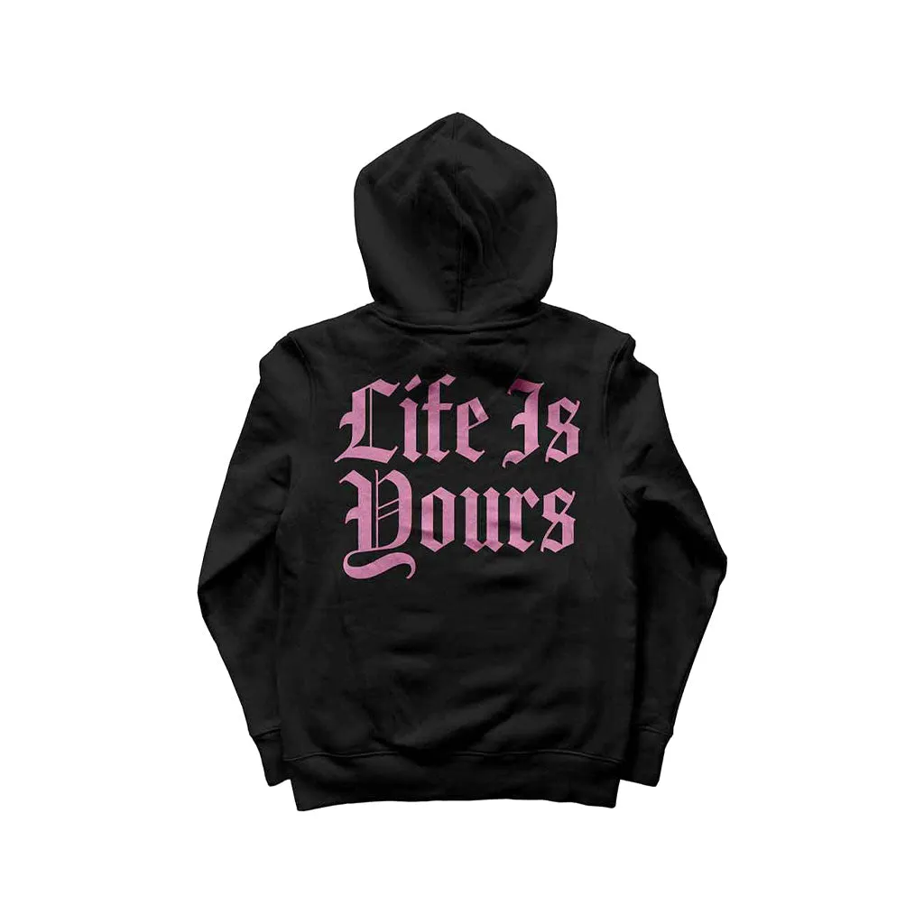 Rockoff Foals Unisex Pullover Hoodie: Life Is Yours Text, Back Print, Black