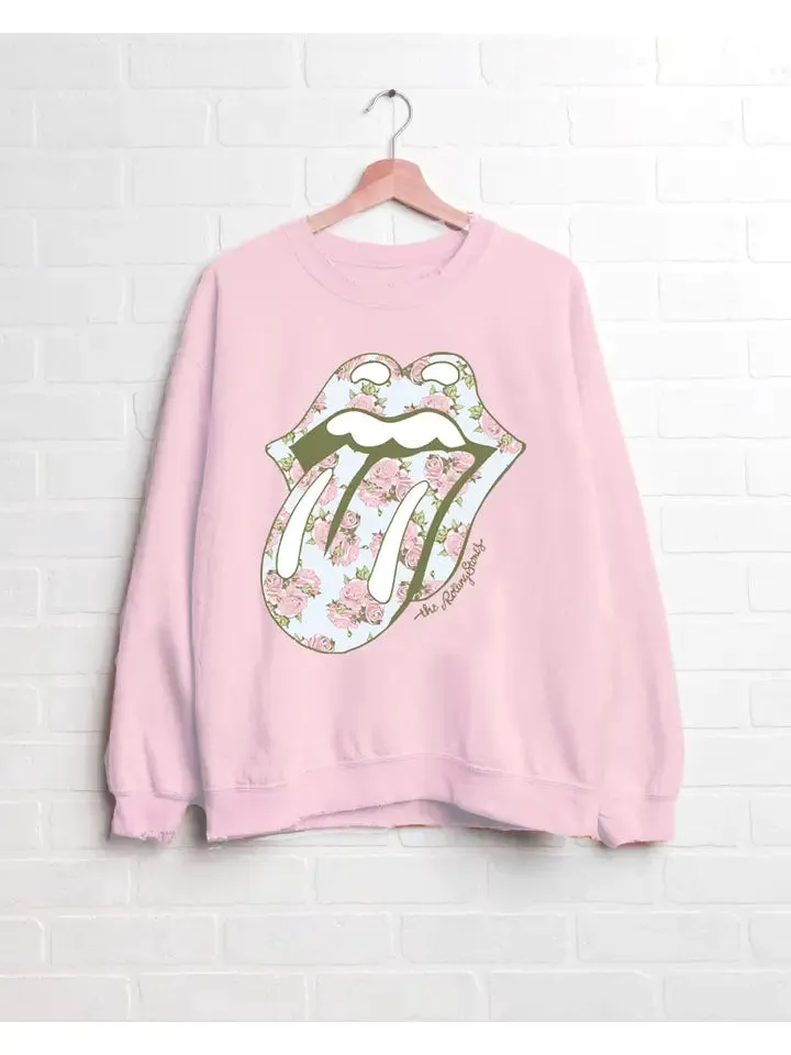 Rolling Stone Floral Lick Thrifted Style Sweatshirt