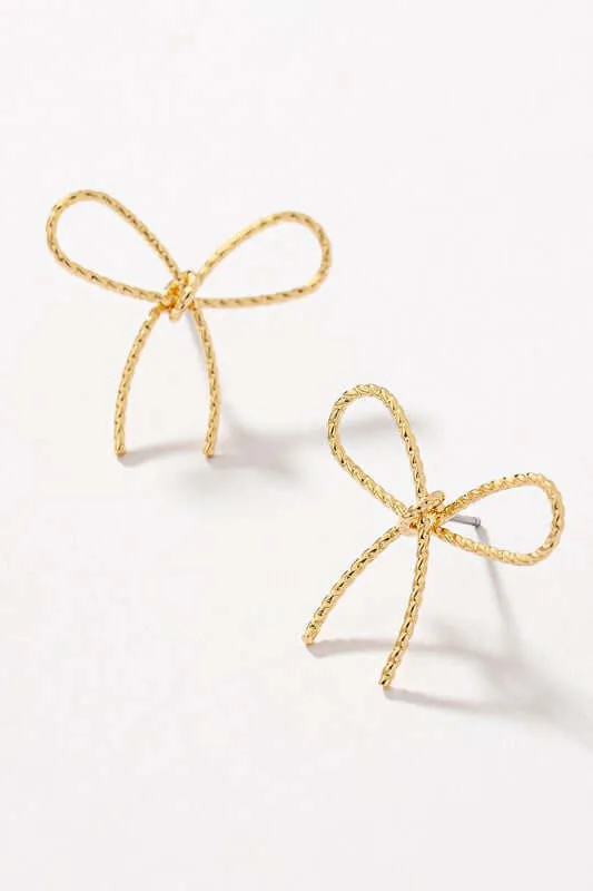 Rope Wire Bow Tie Earrings in Gold