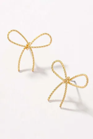 Rope Wire Bow Tie Earrings in Gold