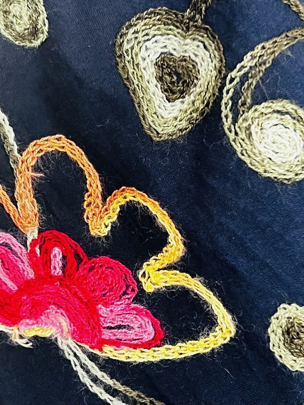 ROSE KNOX Navy Floral Embroidered Blouse Off Shoulder Top Boho Peasant