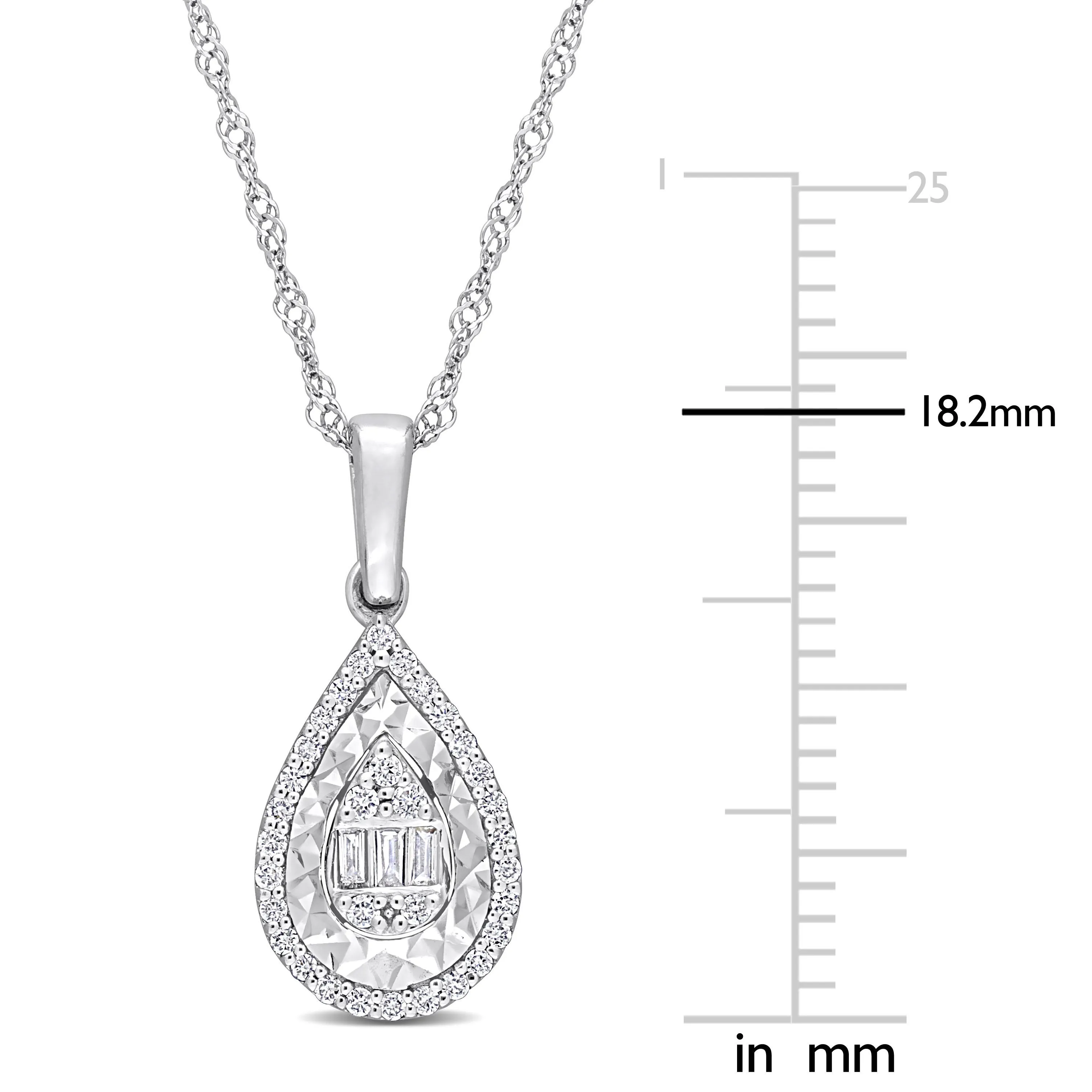 Round and Parallel Baguette Diamond Pendant