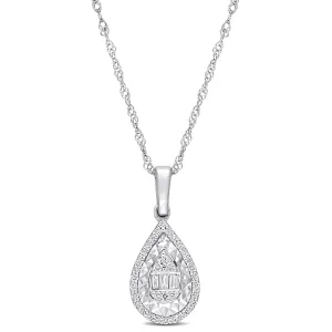 Round and Parallel Baguette Diamond Pendant