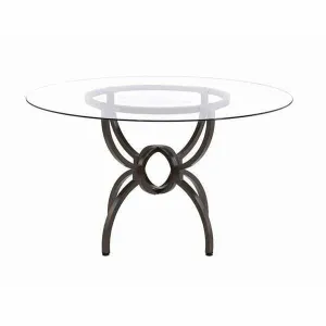 Round Dining Table with Leather Barrel Chairs - 5 PC Set