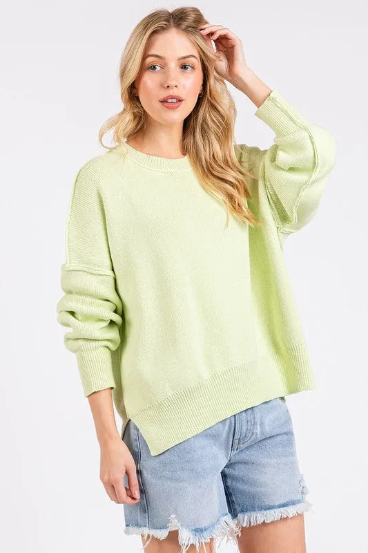 Round Neck Drop Shoulder Sweater