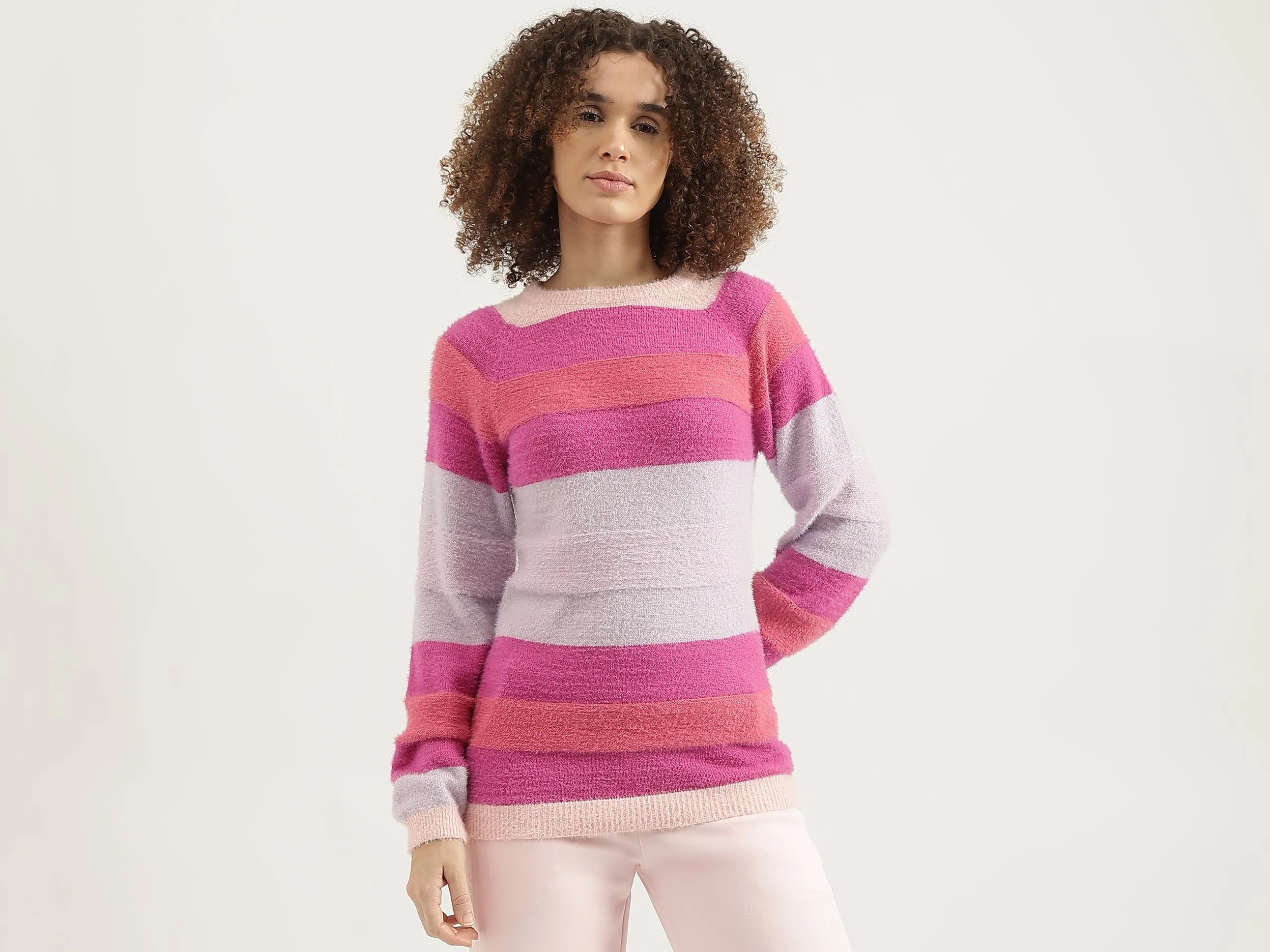 Round Neck Striped Sweater