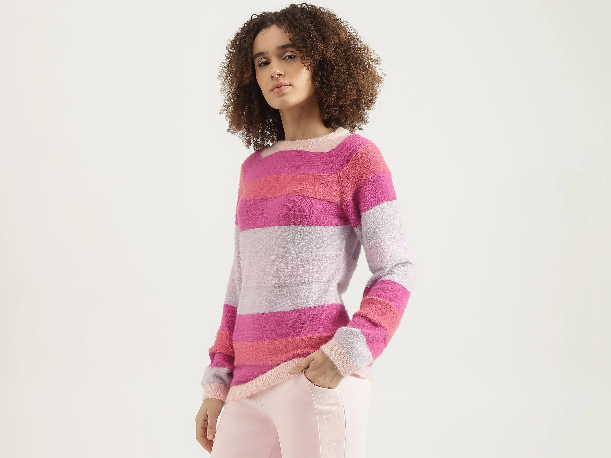 Round Neck Striped Sweater