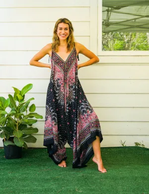 Royal Peacock Paisley Boho Jumpsuit