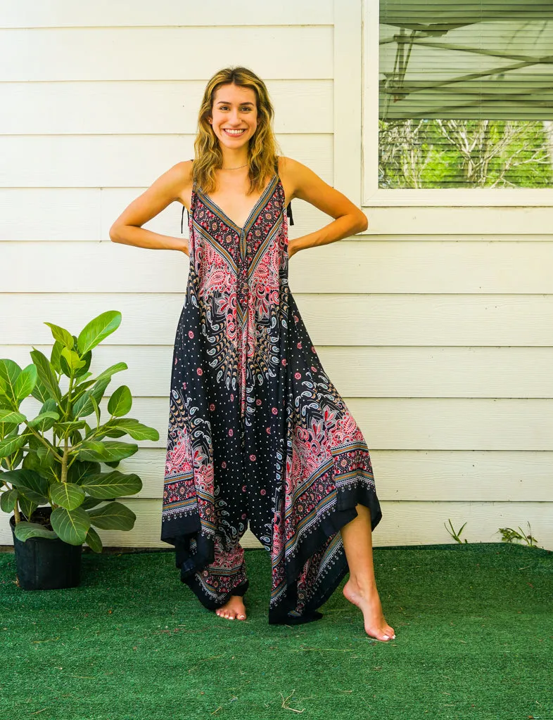 Royal Peacock Paisley Boho Jumpsuit