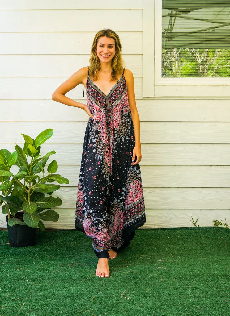 Royal Peacock Paisley Boho Jumpsuit