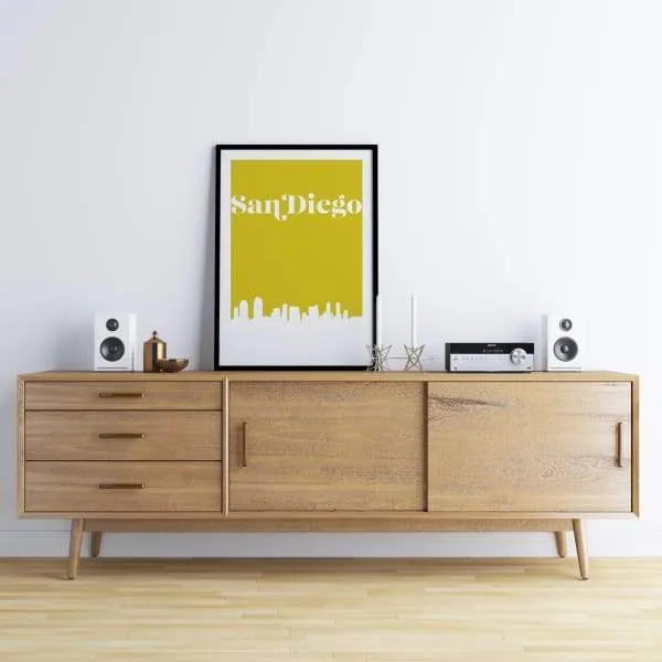 San Diego, California retro inspired city skyline