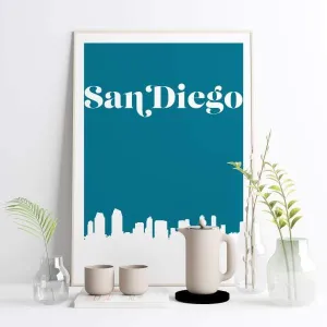 San Diego, California retro inspired city skyline