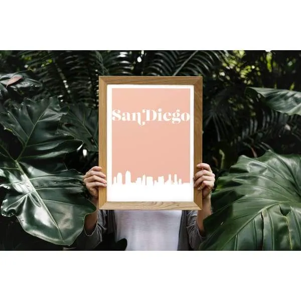 San Diego, California retro inspired city skyline