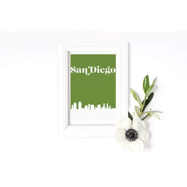 San Diego, California retro inspired city skyline
