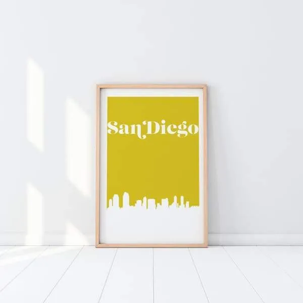 San Diego, California retro inspired city skyline