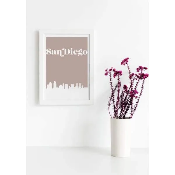 San Diego, California retro inspired city skyline