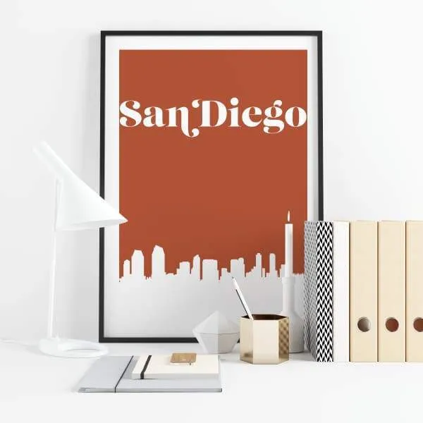 San Diego, California retro inspired city skyline