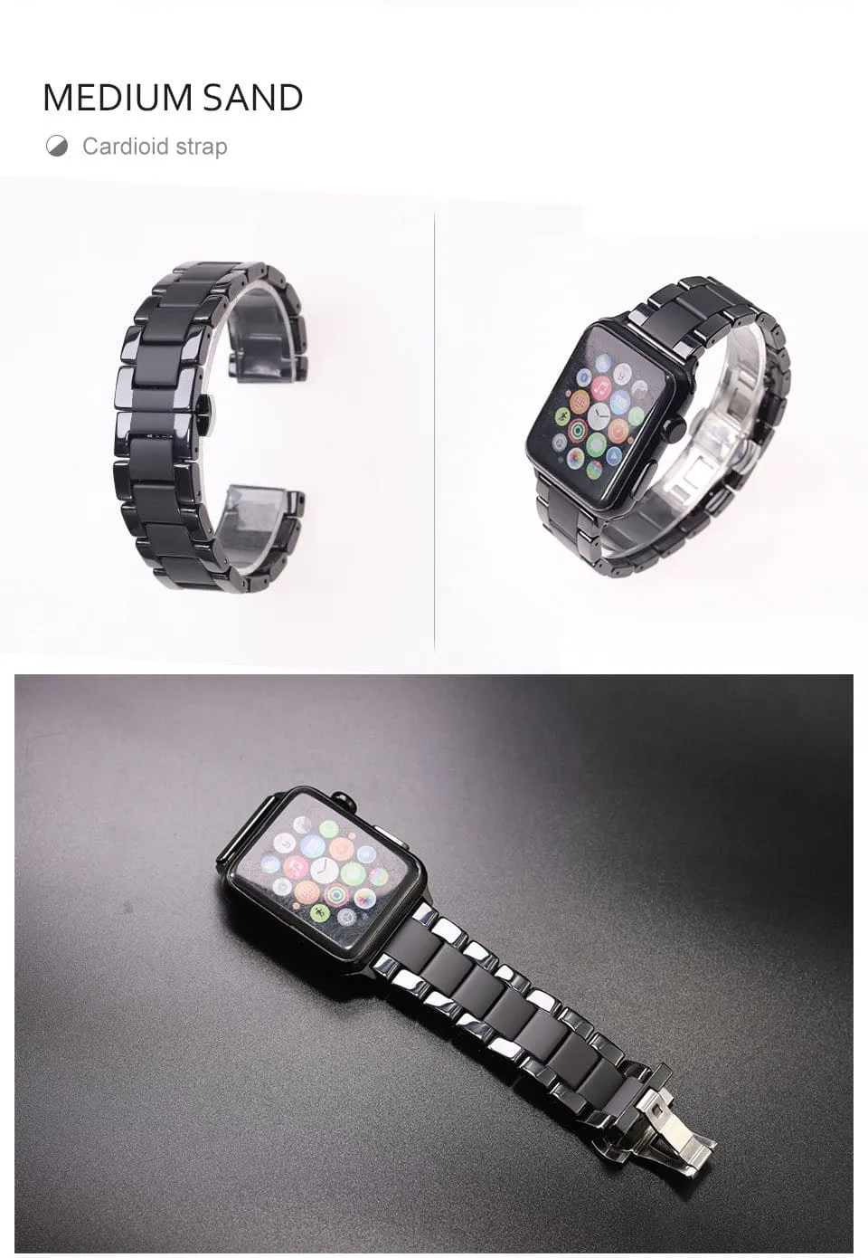Sandblasting Matte Ceramic Band Compatible With Apple Watch - All Series