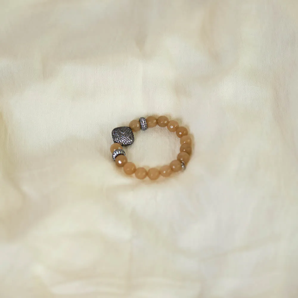 Sandy Agate Bracelet With Pave