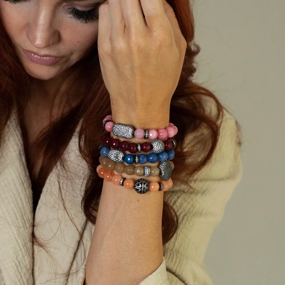Sandy Agate Bracelet With Pave