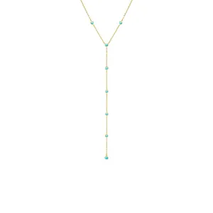 Scattered Turquoise Bezel Lariat Necklace