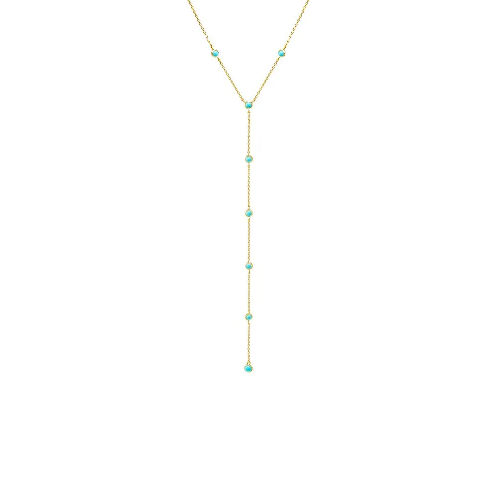 Scattered Turquoise Bezel Lariat Necklace