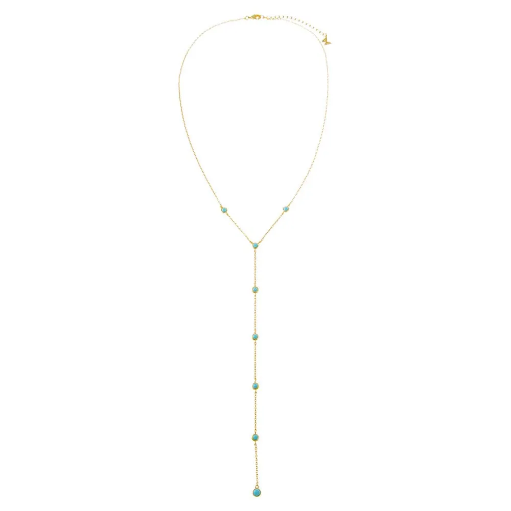Scattered Turquoise Bezel Lariat Necklace