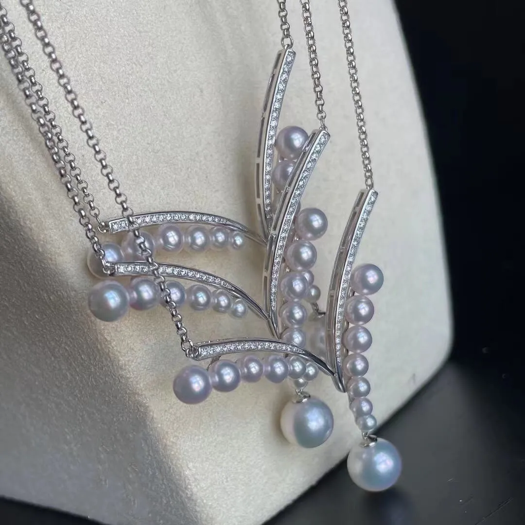 Sea Gull White Akoya & South Sea Pearl Pearl Pendant Necklace