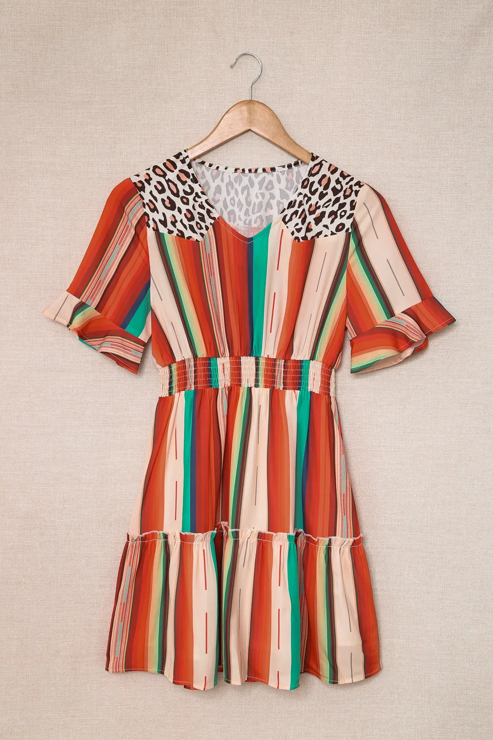 Serape Striped Leopard Mini Dress