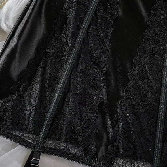 Sexy Backless Lingerie Floral Lace Sleepwear Nightdress See-Thru Babydoll Set