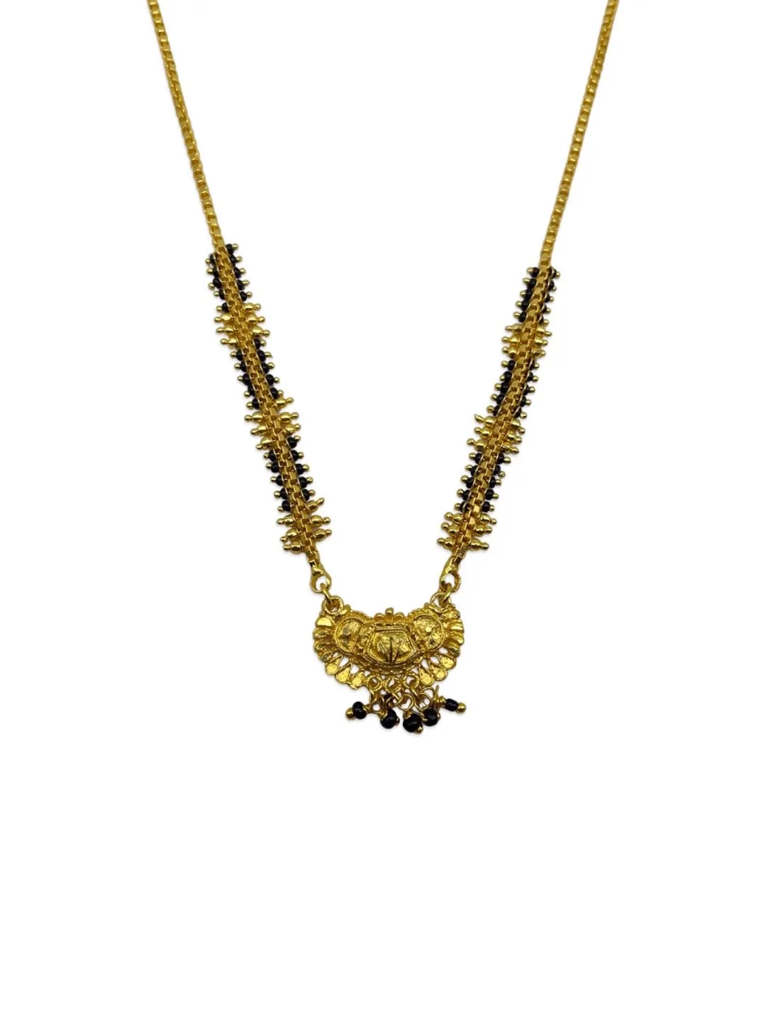 Short Mangalsutra Designs Gold Plated Latest Black & Gold Beads Single Layer Mangalsutra