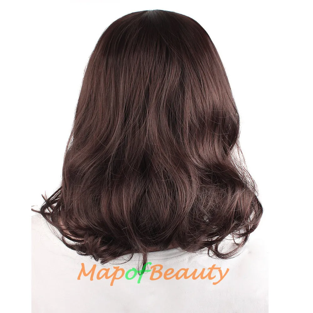 Side Bangs Middle Length Bent Tail Wigs Fiber Shoulder Length Wigs