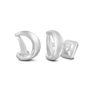 Signature Sterling Silver Cuff Link in Mist Finish (Letter D)