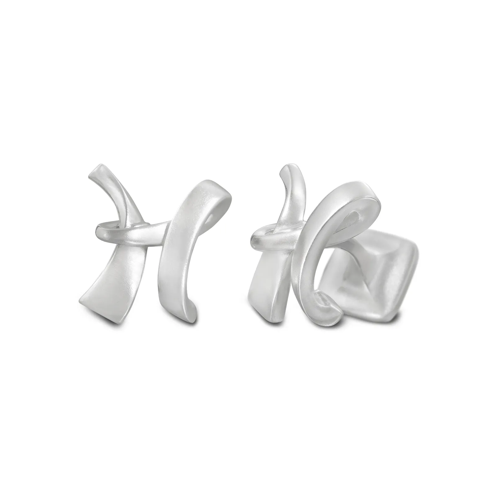 Signature Sterling Silver Cuff Link in Mist Finish (Letter H)