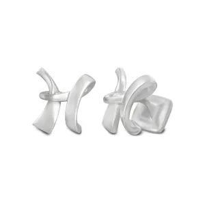 Signature Sterling Silver Cuff Link in Mist Finish (Letter H)