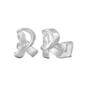 Signature Sterling Silver Cuff Link in Mist Finish (Letter R)
