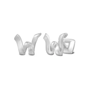 Signature Sterling Silver Cuff Link in Mist Finish (Letter W)