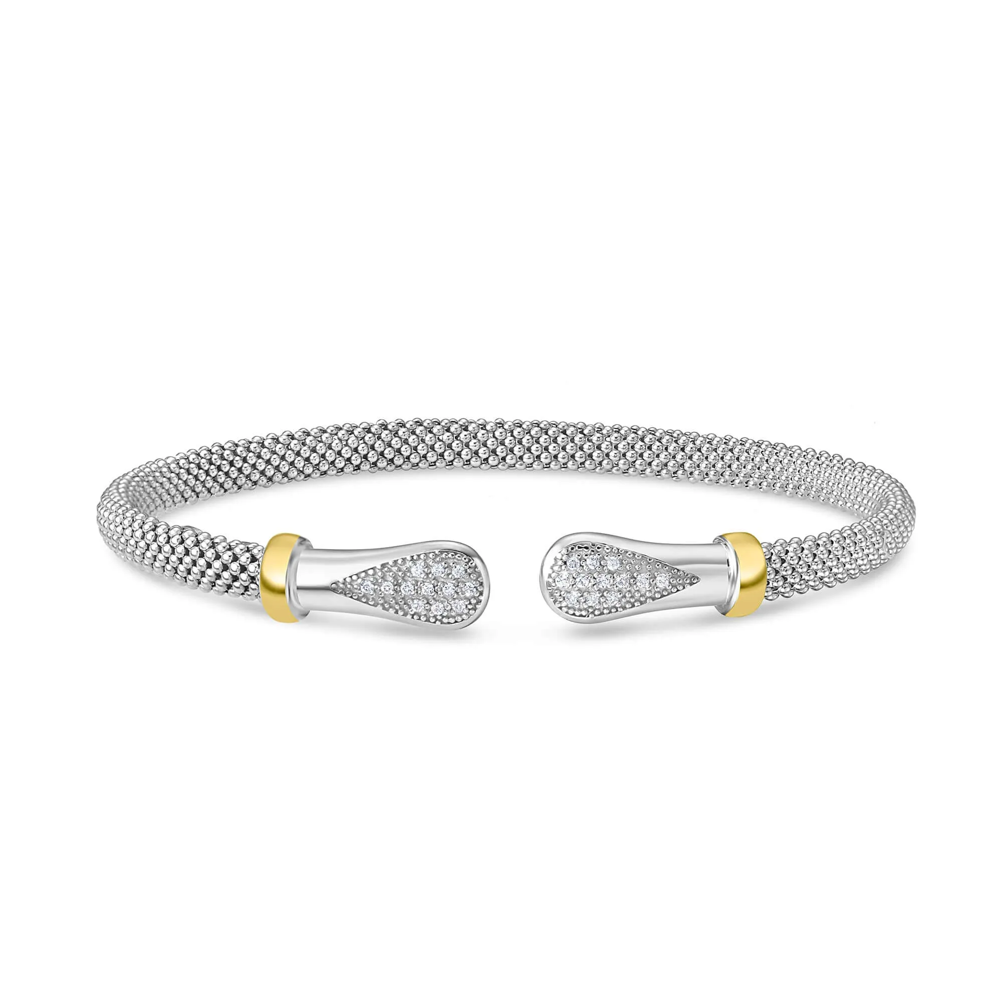 Silver & 18K Gold Prosecco Diamond Teardrop Cuff